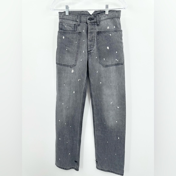 Sandrine Rose Denim - Sandrine Rose Women’s Polka Dot Gray Wide Leg Button Fly Buckle Back NWT Size 25